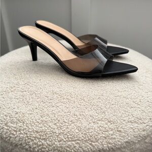 Trendy PVC Black Mule Sandals